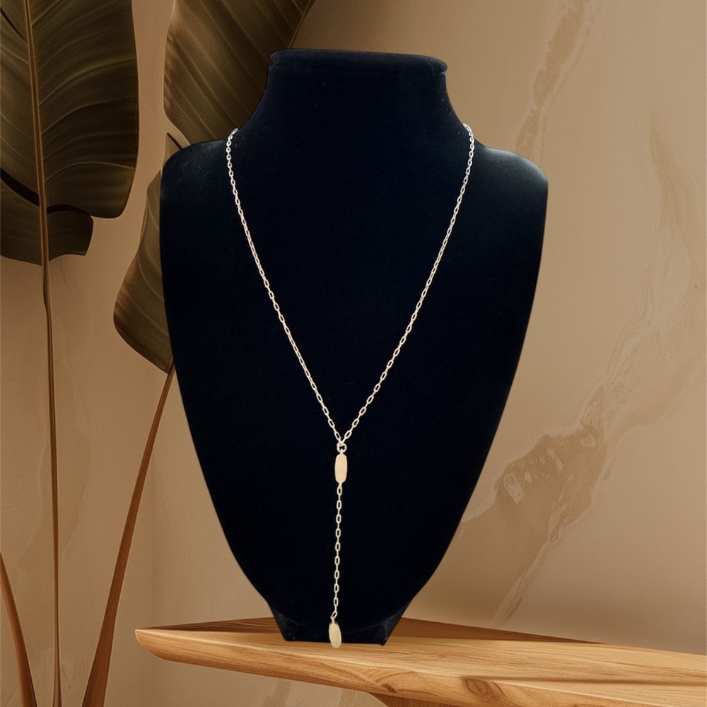 Kendra Scott Silver Lariat Necklace Adjustable Drop